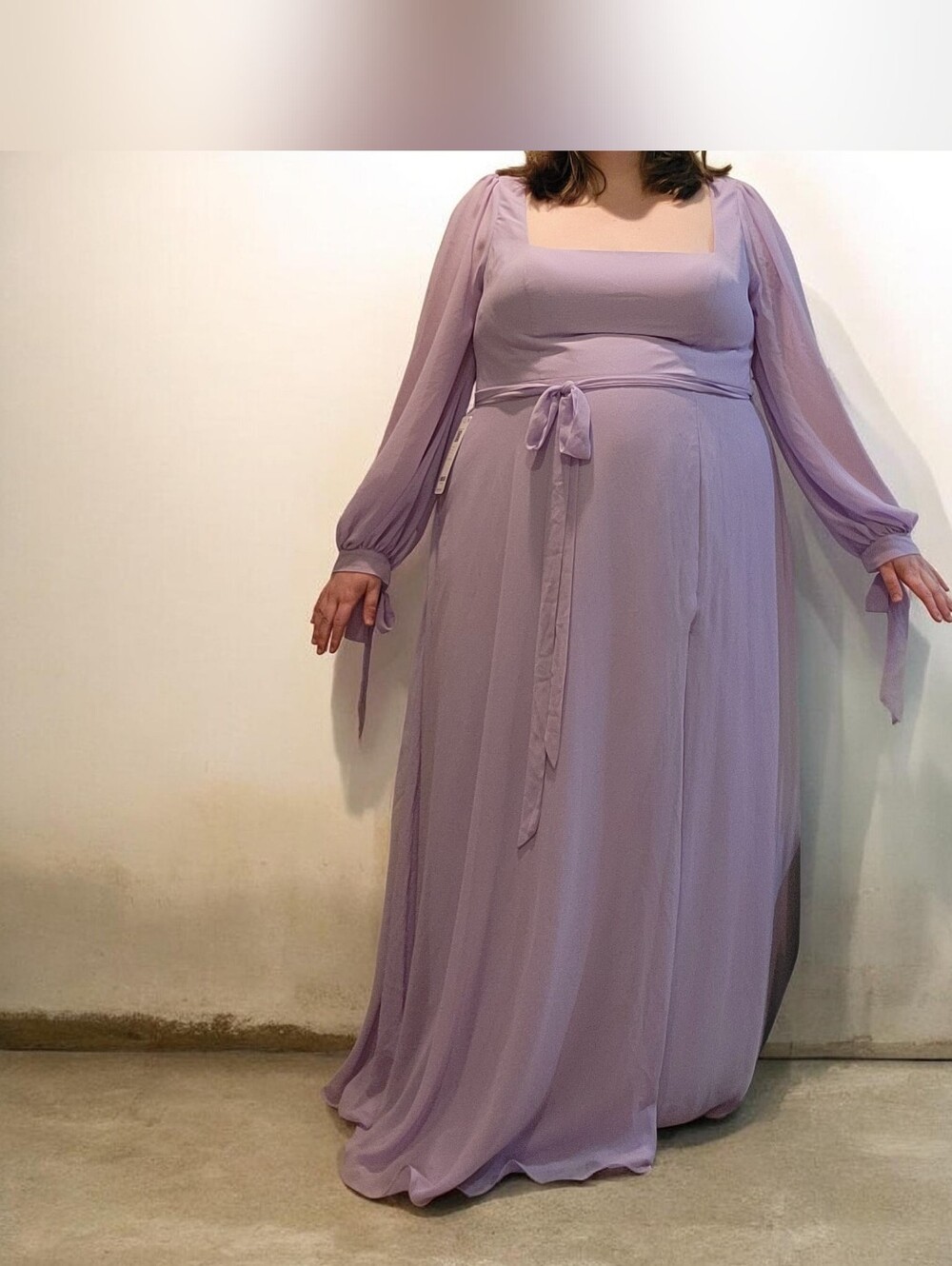 AZAZIE LEONIA LILAC A-LINE LONG SLEEVE CHIFFON DRESS